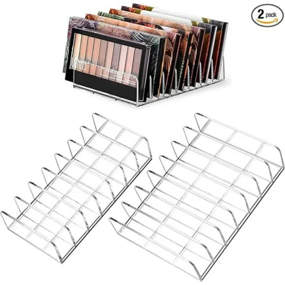 Clear Acrylic Eyeshadow Palette Organizer Makeup Display Holder Set of 2
